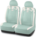 PIC AUTO Car Seat Covers, Cute Rabbit Premium Green Leather Seat Covers, Universal Fit Front Seat Covers for Cars, Trucks, SUVs, Soft & Wear-Resistant Auto Interior Protection with Airbag-Compatible