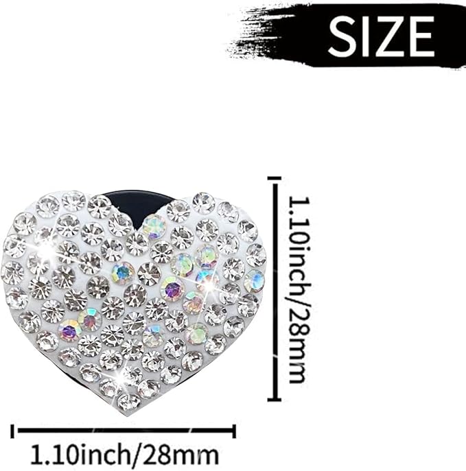 8Pcs Silver Bling Heart Air Vent Clips, Crystal Heart Air Fresheners Vent Clips Car Diffuser Vent Clip Rhinestone Car Decoration Car Interior Decor Cute Car Accessories for Women，Interior Accessories