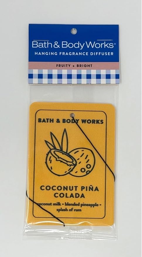 Bath and Body Works Hanging Fragrance Car Diffuser - Pack of 1 (Coconut Pina Colada)