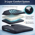 Car Seat Cushion, Extra Large Wedge Car Seat Cushion for Driving, Better Visibility, Pressure Relief Memory Foam for Sciatica & Tailbone Pain Relief, (Black Mesh)