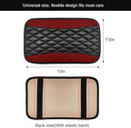 Car Center Console Cushion Pad, 12.6 × 7.48 Inches Waterproof Car Armrest Seat Box Cover, PU Leather Armrest Cover Protector for Most Vehicle, Universal Car Interior Accessories (Wine Red)