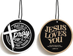 Christian Car Accessories Interior Hanging Jesus Loves You Cross Car Air Freshener 2pcs, Bible Verses Religious Mirror Hanging Accessories for Cars Christian Gifts for Women Girls (Black I)