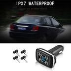 Car TPMS Kit, Universal Car Intelligent TPMS Cigarette Lighter Tire Pressure Monitoring System with 4 Internal Sensors