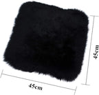 Winter Warmth: Universal Sheepskin Seat Cushion Cover - Natural Wool, for Cars, Trucks, SUVs & Vans - Cozy & Stylish Driving Companion Front Black