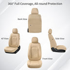 Huidasource Tacoma Front Leather Seat Covers, Car Seat Cushion Cover Fit for 3rd Gen Toyota Tacoma 2016-2023 SR SR5 Limited TRD Sport/Pro/Off Road All Cab Front Row (Front Pair/Beige)