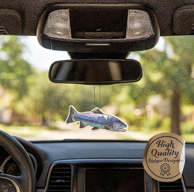 Outdoor Adventure Car Air Freshener 4 Pack Scented With Premium Oils By Fresh Fresheners (Trout)