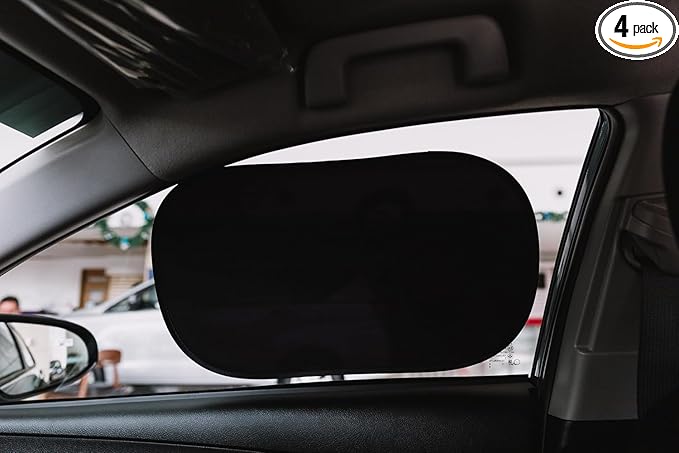 Car Window Shades - Certified 99.79% UVA & 99.95% UVB Sun Protection. Award Winning car Sun Shade for Side Windows. 4 Pack Semi Transparent 22" x 14" - Car Accessories Interior by Kinder Fluff