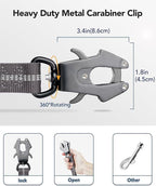 Joytale Tactical Dog Leash Heavy Duty, 4-6FT Shock Absorbing Bungee Lead with 2 Padded Handle, Metal Carabiner Clip, Car Seatbelt, Strong No Pull Leash for Medium Large X-Large Dogs, Gray