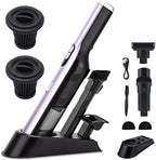 Handheld Vacuum Cordless, Car Vacuum Cleaner 18KPa High-Power Suction, Portable Hand Vac with Washable HEPA, LED Light,Storage Dock, Dust Buster for Office Home Desk, Pet Brush for Pet Hair,Rose Gold