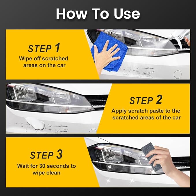 Car Scratch Removal Wax, Remove Medium and Light Scratches, Upgrade Scratch Repair Polishing Wax, Professional Car Scratch Remover Paste with Towel & Sponge (1 Set)