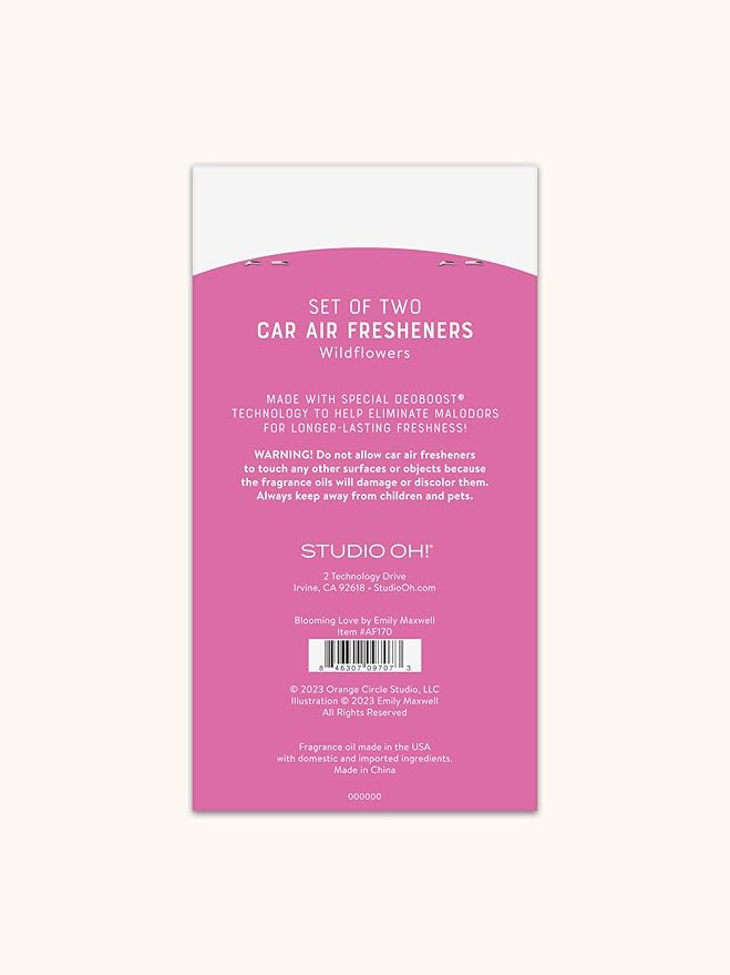 Studio Oh! Car Air Fresheners - Pack of 2 Scented Hanging Car Odor Eliminator - Unique Design with Decorative Bead - Blooming Love