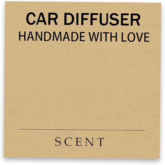 500Pcs Car Oil Diffuser Hanging Bottle Scent Label 1×1 Inch Kraft Warning Stickers Instruction Care Card Wooden Top Bullet