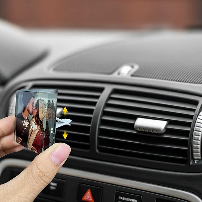 Custom Crystals Car Air Vent Clip with Photo Personalized Picture Car Air Freshener Clips Interior Car Accessories Decoration for Men Women