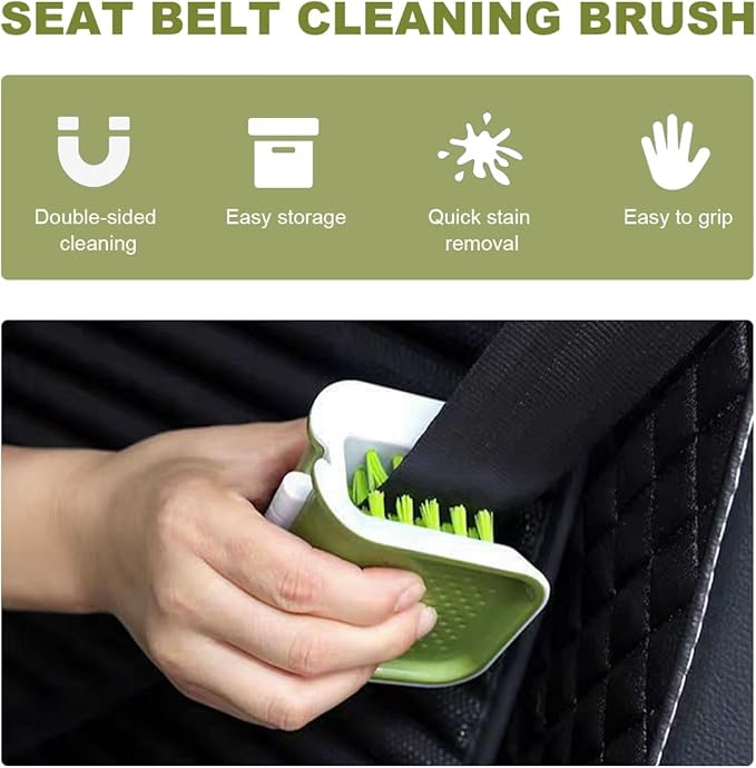 Car Seat Belt Cleaning Brush, U-Shaped Auto Interior Washing Brush with Double-Sided Bristles, Closeable Safety Belt Bristle Scrubber Cutlery Cleaner Brush for Car Home (2 PCS)