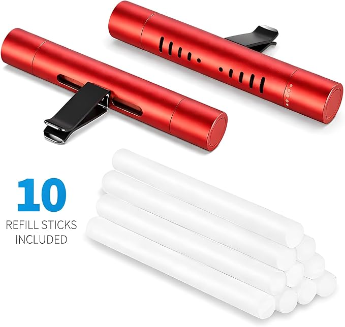 iPick Image for Dodge Scat-Pack Full Color Car Vent Air Freshener Clip - Official Licensed Red Aluminum with Adjustable Window + 10 Refill Sticks