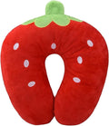 Travel Pillow for Kids, Cute Animal Neck Pillow Support U Shaped Cushion Plush Soft Rest Reading Pillows Sleeping Pillows for Airplane Train Car (Color:Strawberry)