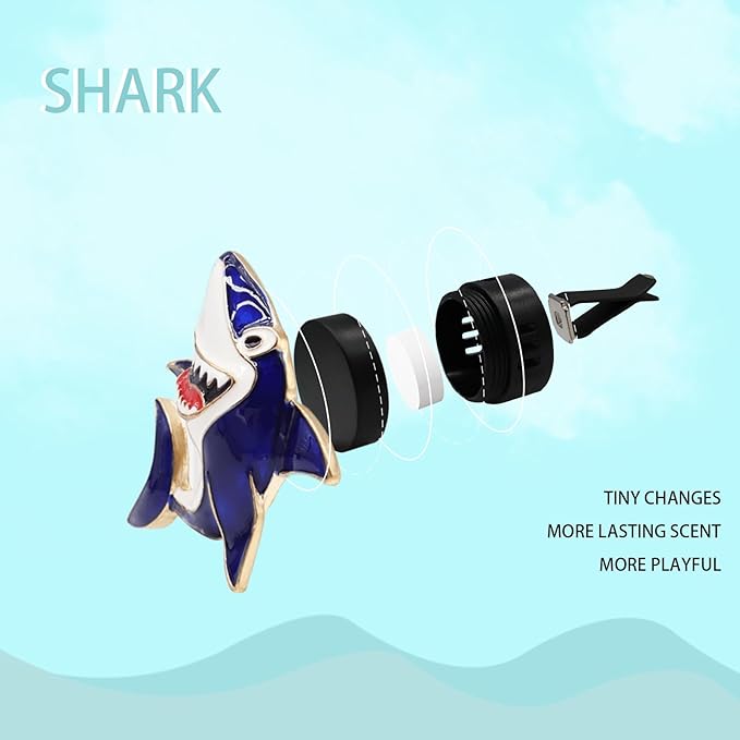 Shark Air Vent Clip Car Air Freshener Ocean Themed Car Decor Long Lasting Essential Oil Diffuser Beach Decorations for Women Teens
