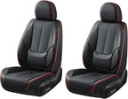 Coverado Seat Covers, Car Seat Covers Front Seats, Car Seat Cover, Car Seat Protector Waterproof, Car Seat Cushion Nappa Leather, BlackRed Seat Covers Carseat Cover Universal Fit for Most Cars