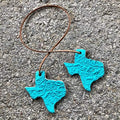 Air Flair | Leather Car Air Freshener | Double Texas Shape | Scroll Pattern (Turquoise, 3) Cherry Leather Scent)