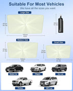 helloleiboo [2025 Upgraded] Car Windshield Sun Shade Umbrella 61"x 34" Windshield Sun Shade Foldable 5-Layer Thickened Vinyl Coating Reflective Polyester Blocks Heat & UV Rays for Large Car Truck SUV
