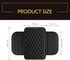 Car Center Console Cover, Waterproof Leather Car Armrest Cover Cushion with Side Storage Pockets, Upgraded Vehicle Armrest Storage Box, Universal for SUV, Sedan, Truck (Black)