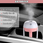 Car Humidifier, Portable Mini Aromatherapy Essential Oil Diffuser, 180-Degree Rotation Cool Mist Humidifier, Vehicle Air Freshener Diffuser with 12V Charging Port for Home Office (Pink)