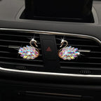 Katutude 2 Pcs Crystal Swan Car Air Vent Clips with Fragrance Tablets, Car Diffuser Air Freshener Vent Clips Air Conditioner Outlet Clip Charm Bling Car Interior Decoration, Colorful