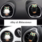 Riloer Bling Crystal Owl Car Air Vent Clip Charms, 2 Pcs Natural Car Vent Clip Air Freshener, Fashion Charms Car Essential Oil Diffuser, Car Accessories for Women (Black and White)