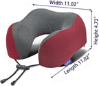 napfun Neck Pillow for Traveling, Upgraded Travel Neck Pillow for Airplane 100% Pure Memory Foam Travel Pillow for Flight Headrest Sleep, Portable Plane Accessories, Burgundy Striped Kit