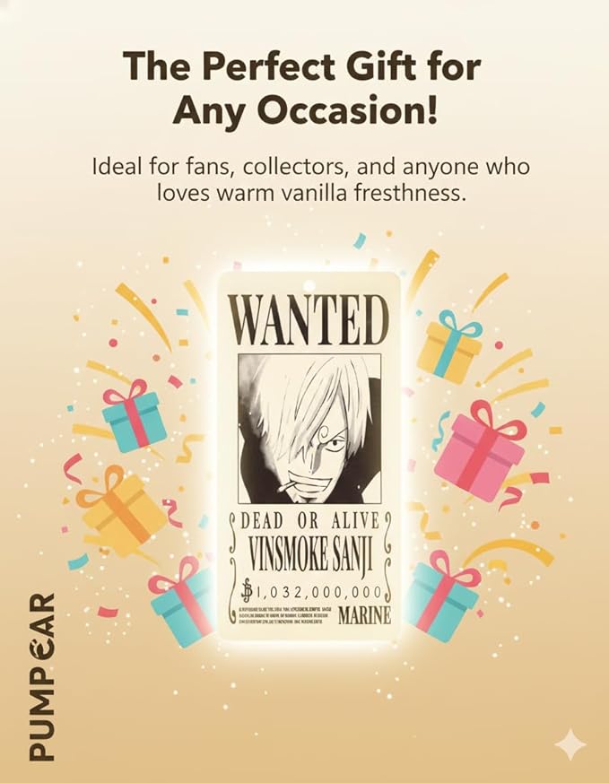 PumpCar 2 pieces Sanji double-sided hanging Japanese anime vanilla-scented One Piece car air freshener Cool anime hanging air fresheners for rearview mirror Car Interior Accessories Household Gifts