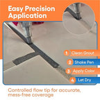 Gray Grout Paint Pen Tile Grout Colorant & Sealer Marker, Quick-Dry, Ideal for Bathroom, Shower, Kitchen Tiles Restores Grout Lines, 3 Adjustable Tips (2-3 mm) 2 Pack