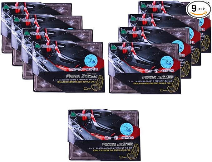 9 Packs TreeFrog FRESH BOX MINI (aka Xtreme Fresh Mini) New Car Scent Premium JDM Air Freshener