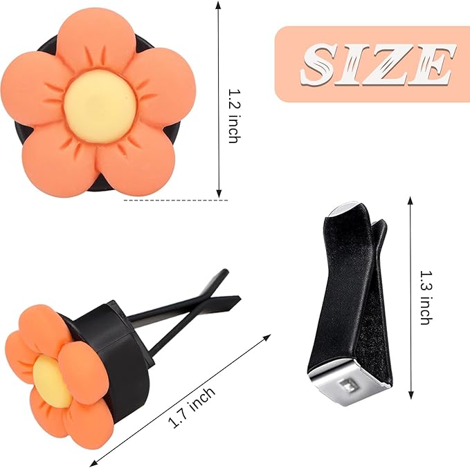 6PCS Cute Daisy Flower Air Vent Clip Car Accessories Air Conditioning Outlet Clip Car Air Freshener Dashboard Accessories Charm Car Inter Decor