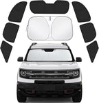 Car Window Shades for Ford Bronco Sport 2021-2025 Accessories - Full Set 8PCS Side Window Sunshades with Memory Frame & Blackout Fabric, Privacy UV Shield for Camping/Travel