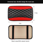 Car Center Console Cushion Pad, 12.6 × 7.48 Inches Waterproof Car Armrest Seat Box Cover, PU Leather Armrest Cover Protector for Most Vehicle, Universal Car Interior Accessories (Black+Red)