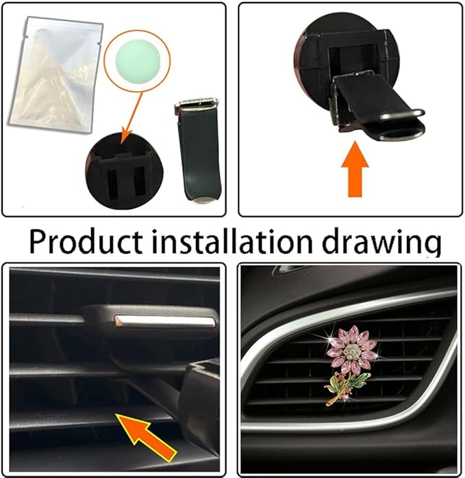 Bling Sunflower Air Vent Clips, Sunflower Car Air Fresheners Vent Clips Car Diffuser Diamond Car Decoration Rhinestone Car Interior Decor (Pink)