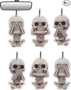 Car Air Freshener Hanging, 6Pcs Evil Skull Halloween Tree Decorations, Horror Movie Gifts, Halloween Air Freshener Car Decor, Scented Rearview Mirror Pendant, Halloween Gifts for Men Women