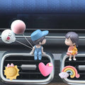 ZOSTLAND 5Pcs Lovely Couple Auto Decorations,Rainbow Car Vent Clip Ornaments,Pink Heart Auto Interior Decoration,Sun Car Air Fresheners Vent Clip,Cute Couple Car Interior Accessories(Kiss Lover Blue)