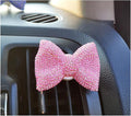 1 Pc Bling Crystal Car Bow-knot Air Vent Fragrance Sparking Rhinestone Car Diffuser Air Freshener with Vent Clip - Pink