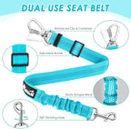 Lukovee Dog Seat Belt for Car, Adjustable Dog Car Harness for Large Medium Small Dogs, Soft Padded & Breathable Mesh Dog Seatbelt with Car Strap and Carabiner (Light Blue,XXXS)