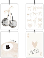 Light Pink Coquette Lavender Car Air Freshener 4 Pcs, Girly Bow Disco Ball 8 Ball Poker Air Freshener Hanging Decor for Cars Closet Drawer Books, Cute Accessories Gifts for Women Girls