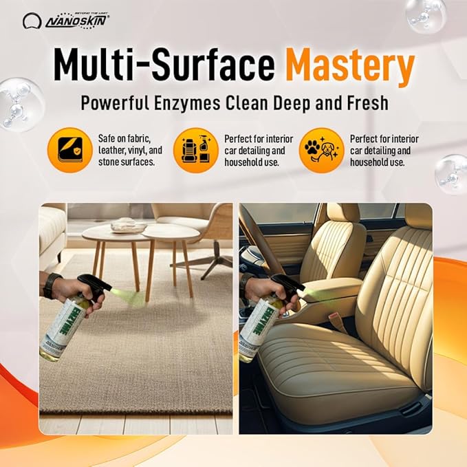 Nanoskin ENZYME Multi-Purpose Cleaner & Odor Eliminator 30 Gallon - Removes Complex Organic Stains, Dirt, Grease, and Grime from Multi Surfaces | For Automotive, Floor, Kitchen, Bathroom, Plumbing