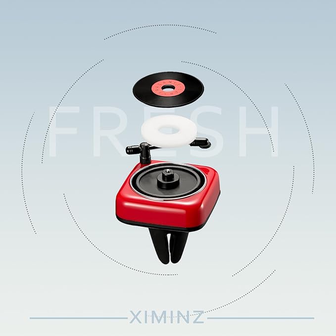 Car Record Player Air Diffusers Car Scents Air Freshener for Air Conditioning Outlet Clop Vent Clips Red, Mens Car Accessories