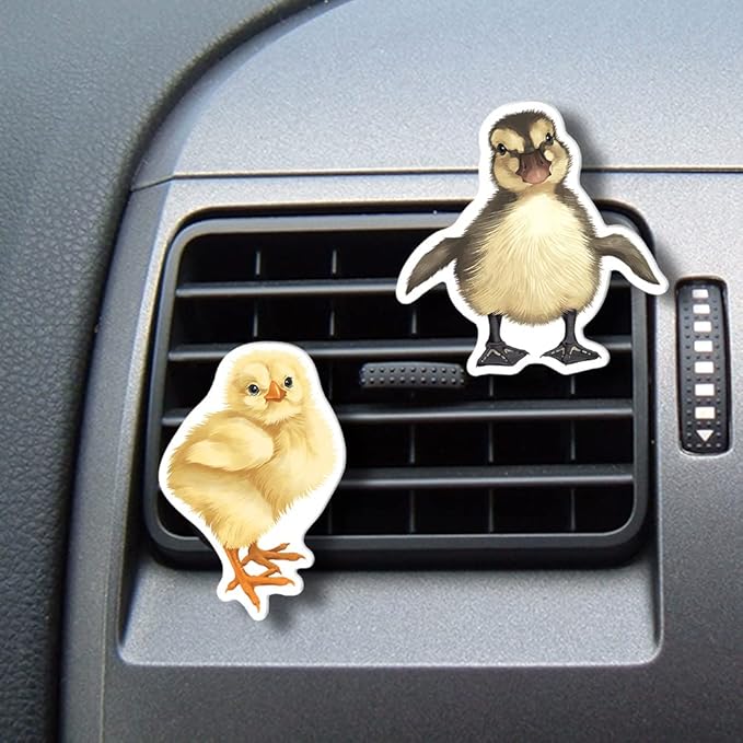 WIRESTER Fresh Scented Car Air Freshener Vent Clip, Decorative Accessories, Interior Decoration for Cars - Cute Animals, Nursery Animals, Chickens, Birds