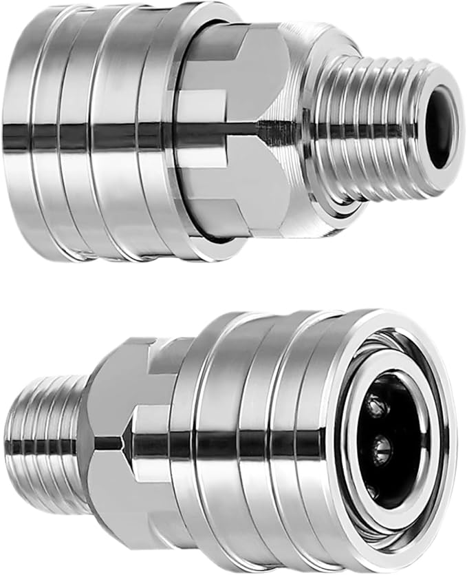 Stainless Steel 1/4" Quick Connect Fittings-Pressure Washer Accessories,Quick Release Couplers for Power Washers, Leak-Proof&Corrosion Resistant, 5000 PSI Pressure Washer Adapters (2-Pack)