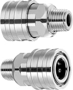 Stainless Steel 1/4" Quick Connect Fittings-Pressure Washer Accessories,Quick Release Couplers for Power Washers, Leak-Proof&Corrosion Resistant, 5000 PSI Pressure Washer Adapters (2-Pack)
