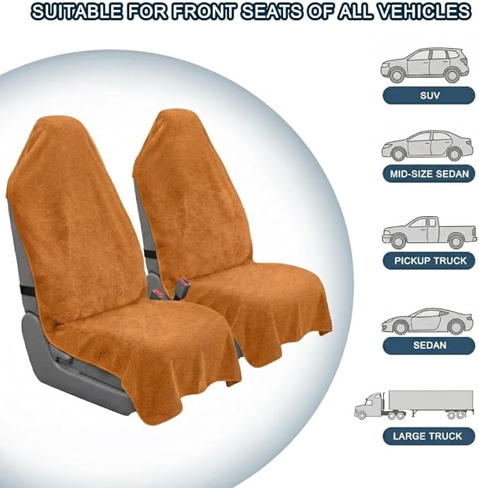 Car Seat Towel Cover, Universal Front Seat Protector for Cars, SUVs and Trucks, Sweat Towel Car Seat Cover for Gym, Yoga, Swimming, Pets and Family Travel, Golden Sunset, 2 Pack