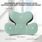 BEBAS Lumbar Support Pillow for Car, Ergonomic Memory Foam Back Cushion for Driving, Lower Back Support for Pain Relief, Lumbar Cushion for Car Seats, Office Chairs, Wheelchairs - Green