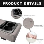 Car Center Console Armrest Pillow, 14"×8.3" Waterproof Leather Armrest Box Cover with Cup and Phone Holder, Soft Memory Foam Arm Rest Console Pad Protector for SUV Truck (Gray, Glossy)