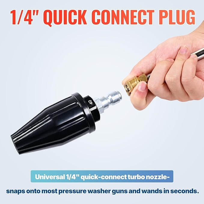 YAMATIC Pressure Washer Turbo Nozzle Tips, 360° Rotating Turbo with 5 Spray Nozzles, 3000 PSI 4.0GPM with 1/4" Quick Connector Compatible with Ryobi, Greenworks, Craftsman, Troybilt, Simpson